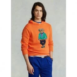 Polo Ralph Lauren Bear Cotton Hooded Jumper Orange